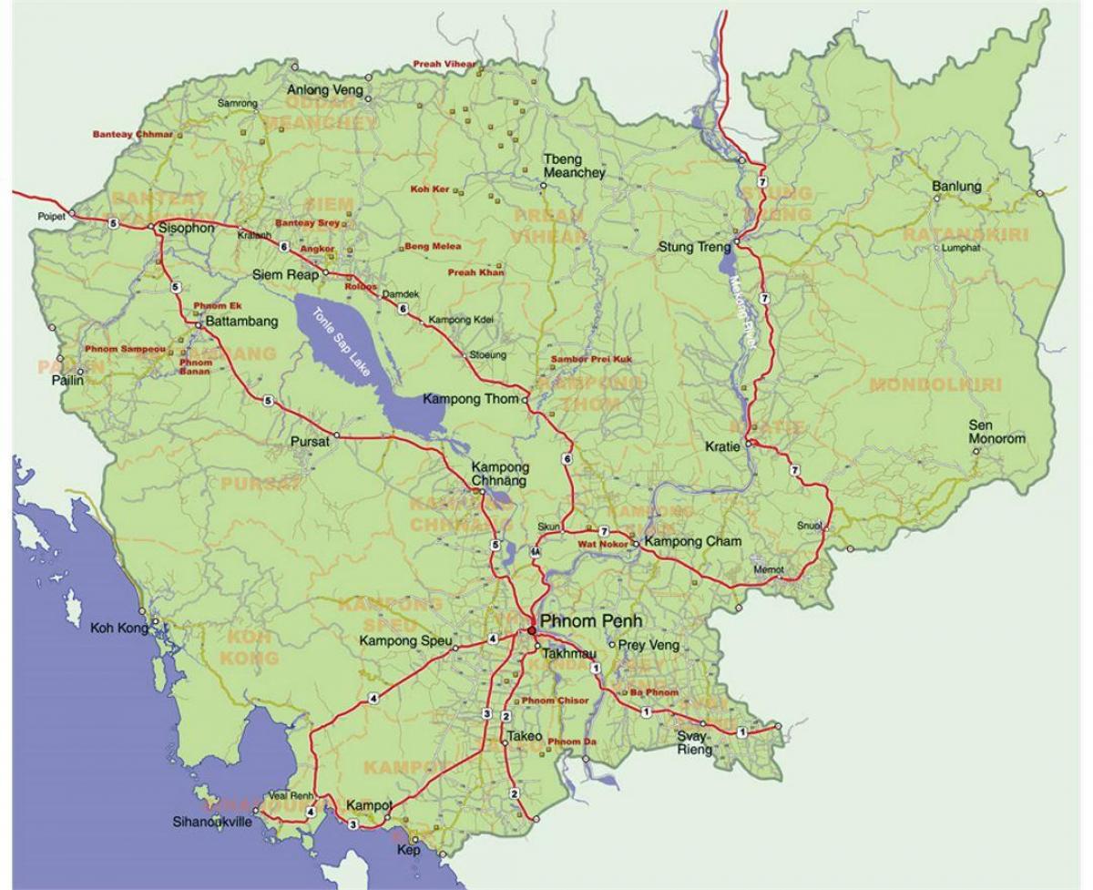 peta rinci dari Kamboja