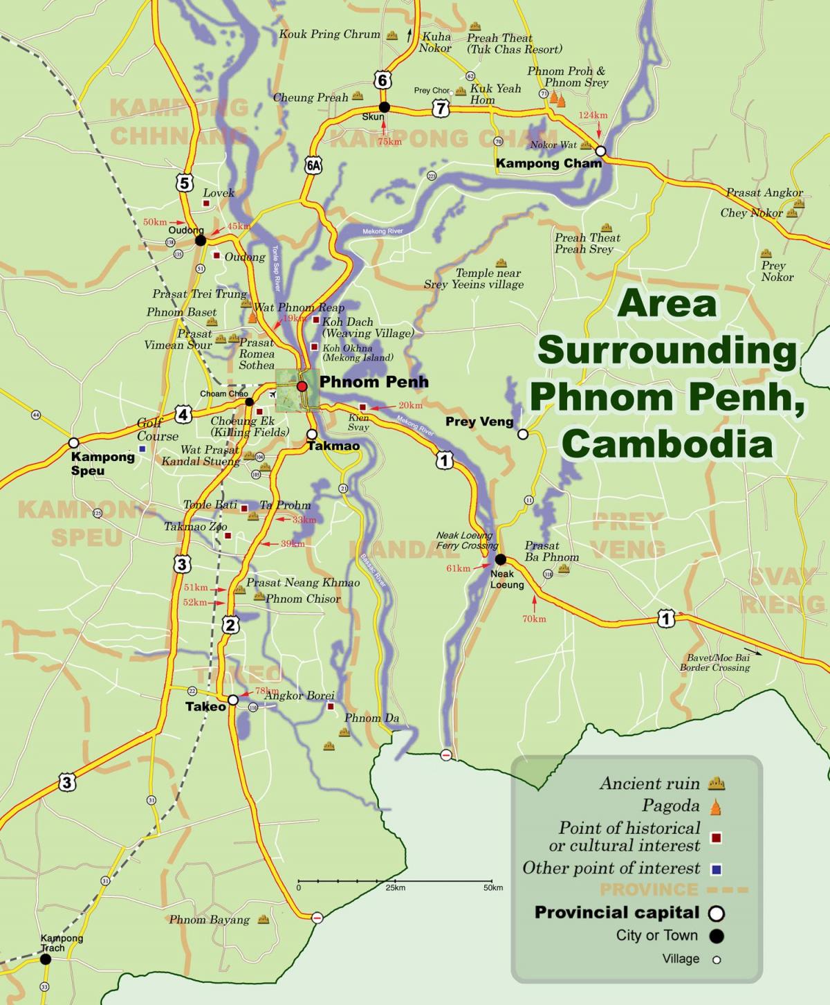 Peta dari phnom penh, Kamboja